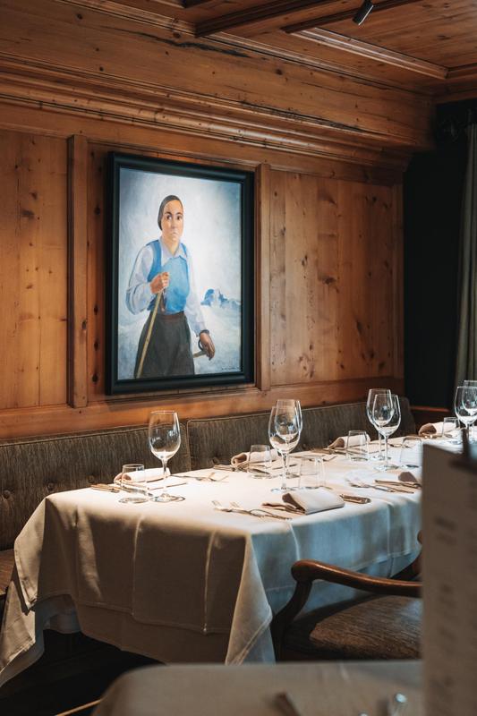 Der Berghof_restaurant hall with painting February 2025