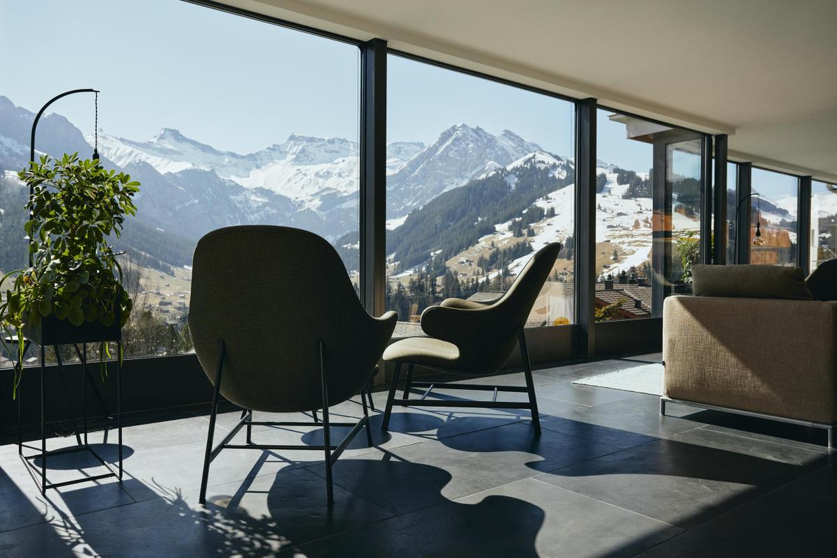 The Cambrian lobby with mountain views
