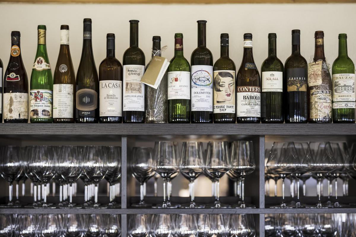 Gfell_Restaurant Wine Bottles and Glasses