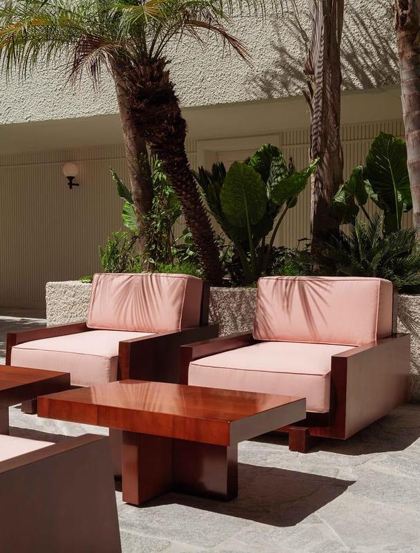 Cap d'Antibes Beach Hotel terrace with lounge chairs