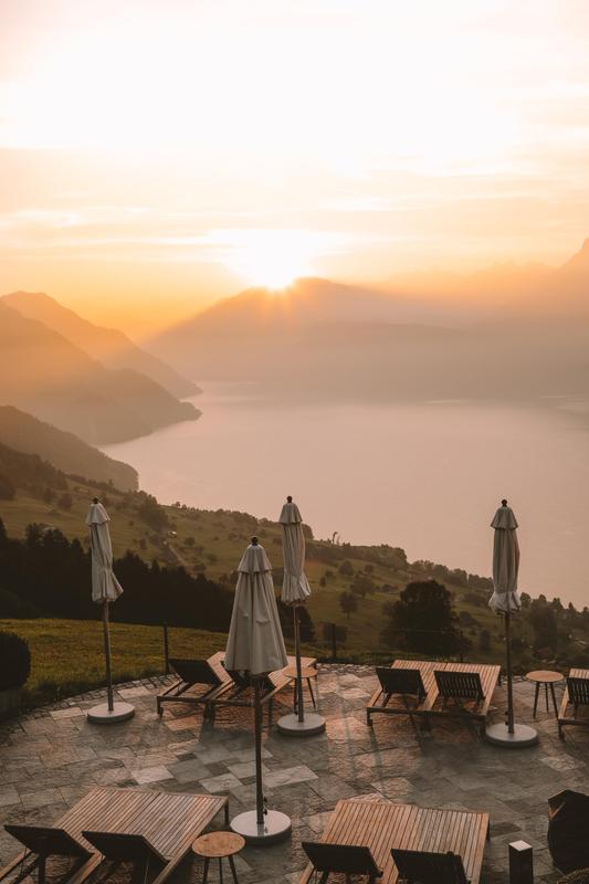 Villa Honegg sundeck during sunset