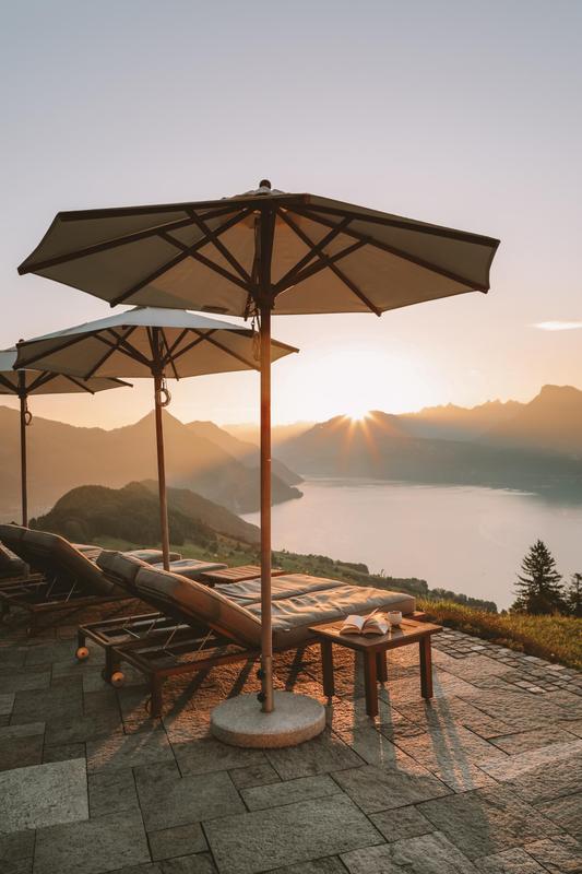 Villa Honegg sunset with book