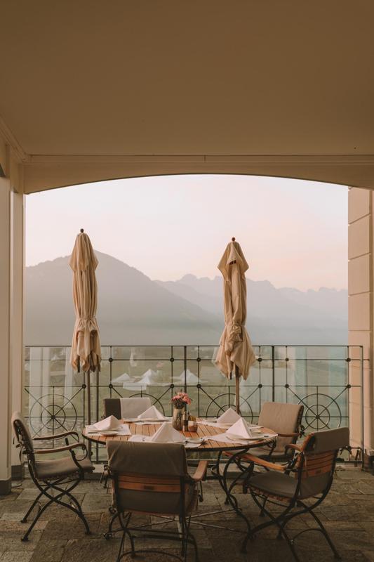 Villa Honegg restaurant exteriors with set table