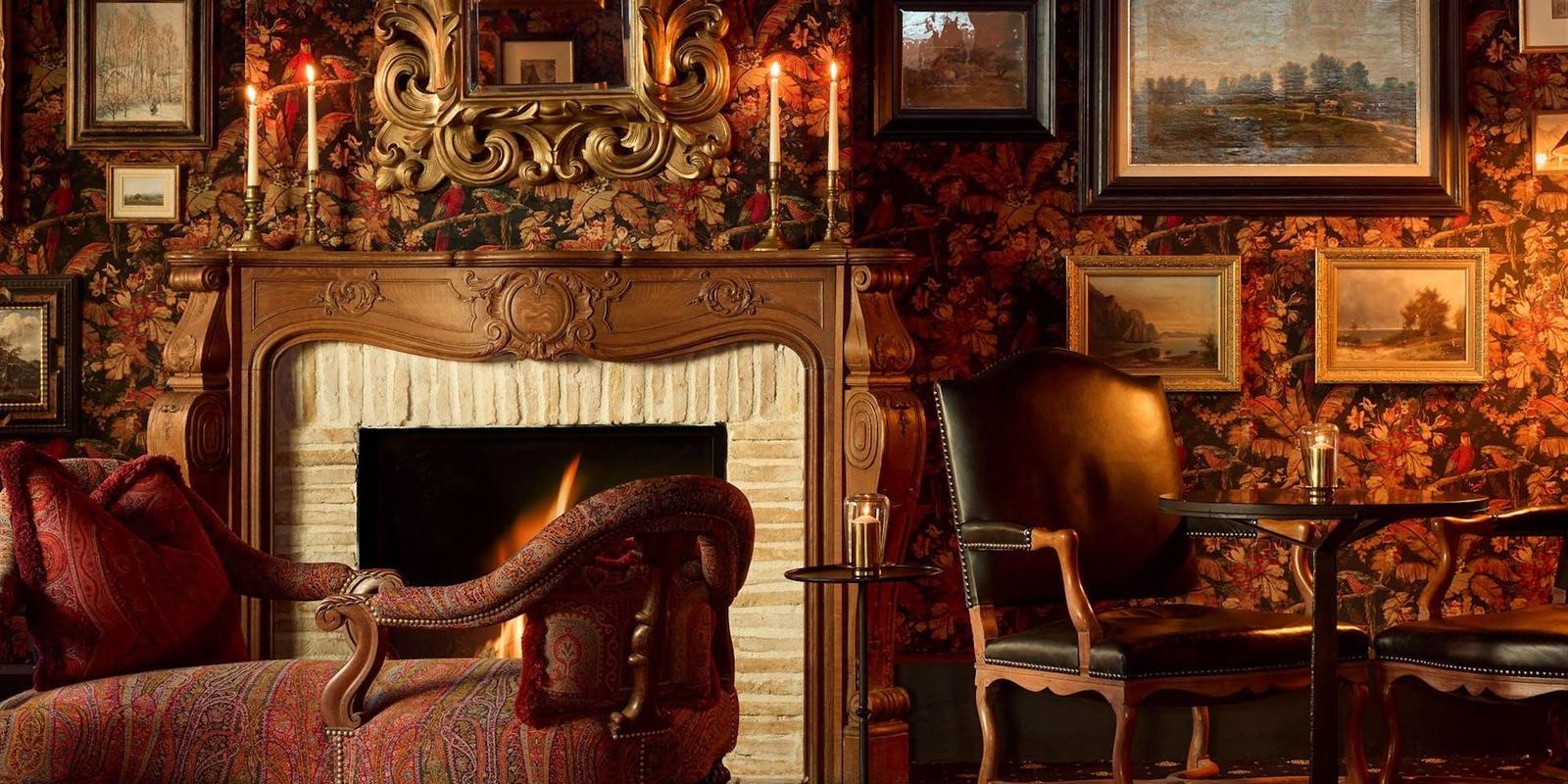 Airelles Val d'Isère details with fireplace